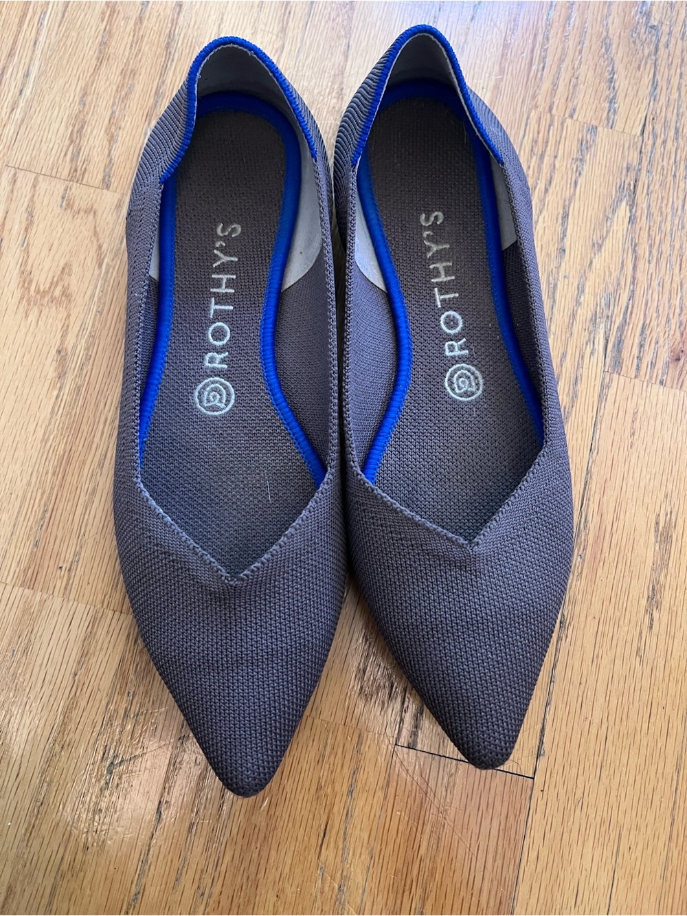 Rothy's Women's Pointed Flat — Gray/Purple with Blue Trim